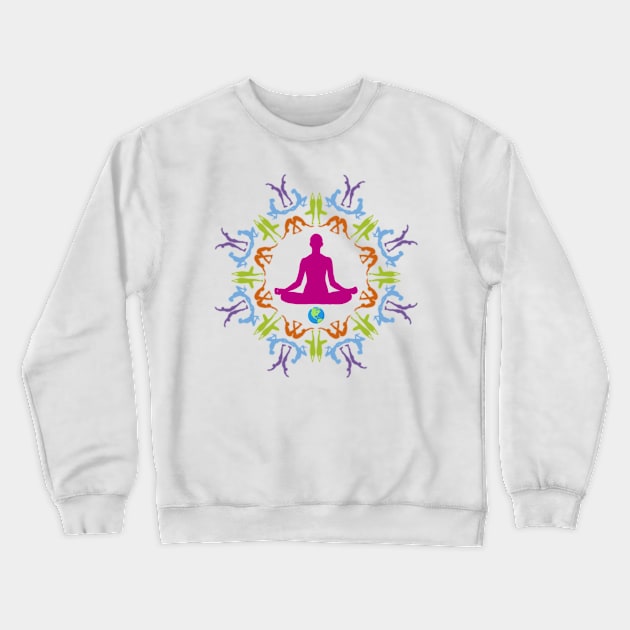 Yoga Asana Mandala - On the Back of Crewneck Sweatshirt by ShineYourLight